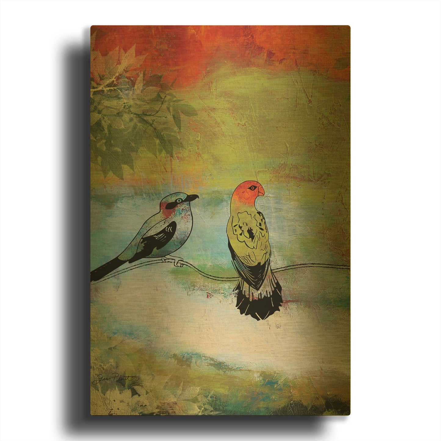 'Birds The Valley A' By Jean Plout Gold Metal Wall Art