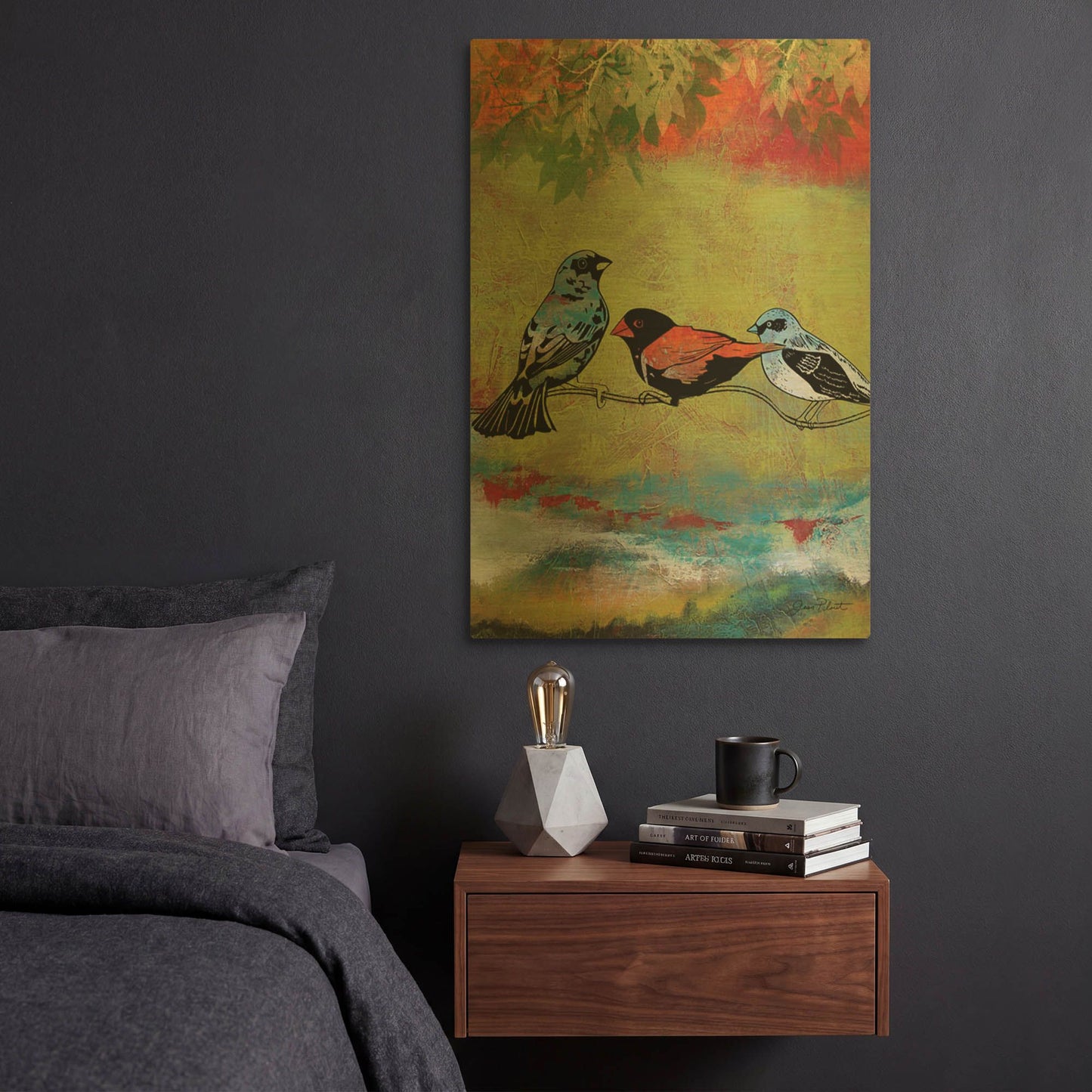 'Birds The Valley B' By Jean Plout Gold Metal Wall Art
