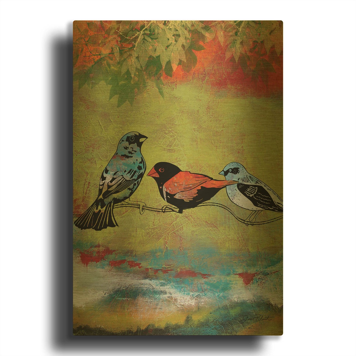 'Birds The Valley B' By Jean Plout Gold Metal Wall Art