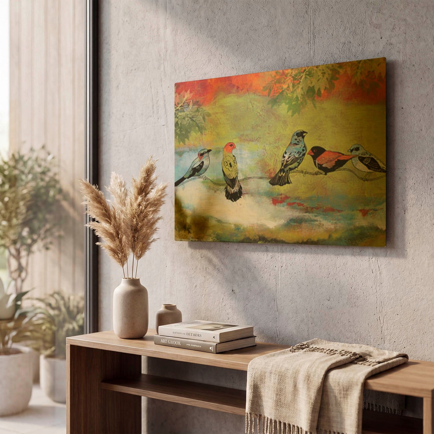 'Birds The Valley' By Jean Plout Gold Metal Wall Art