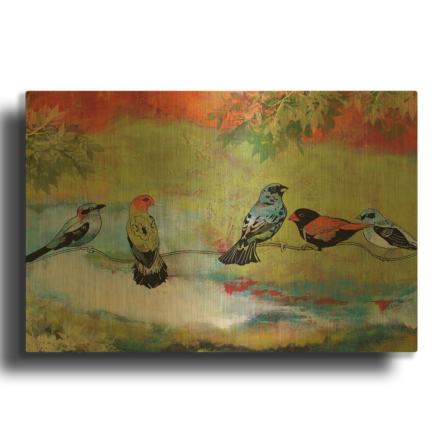 'Birds The Valley' By Jean Plout Gold Metal Wall Art