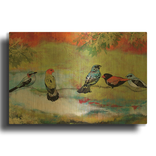 'Birds The Valley' By Jean Plout Gold Metal Wall Art