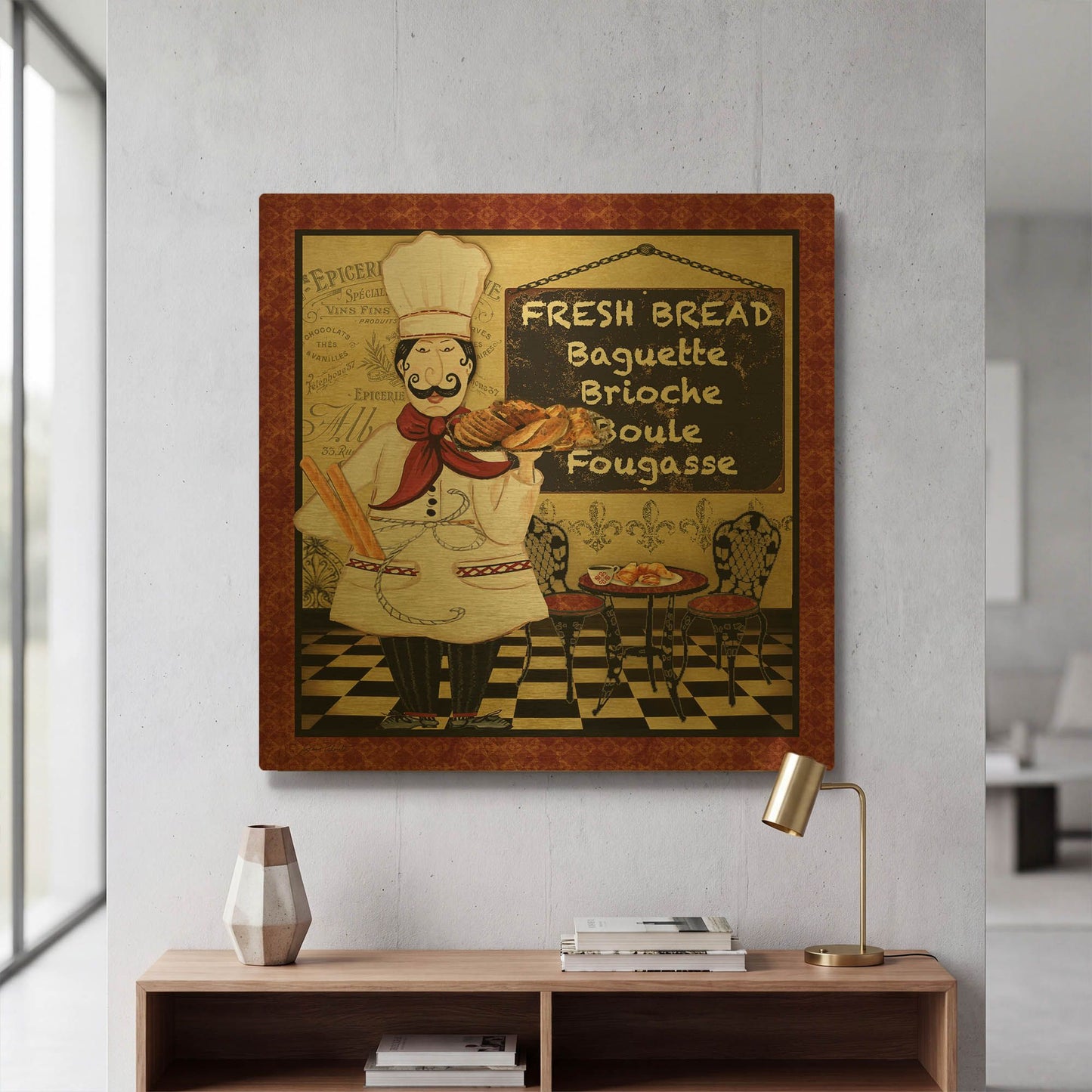 'Bistro Chef A' By Jean Plout Gold Metal Wall Art
