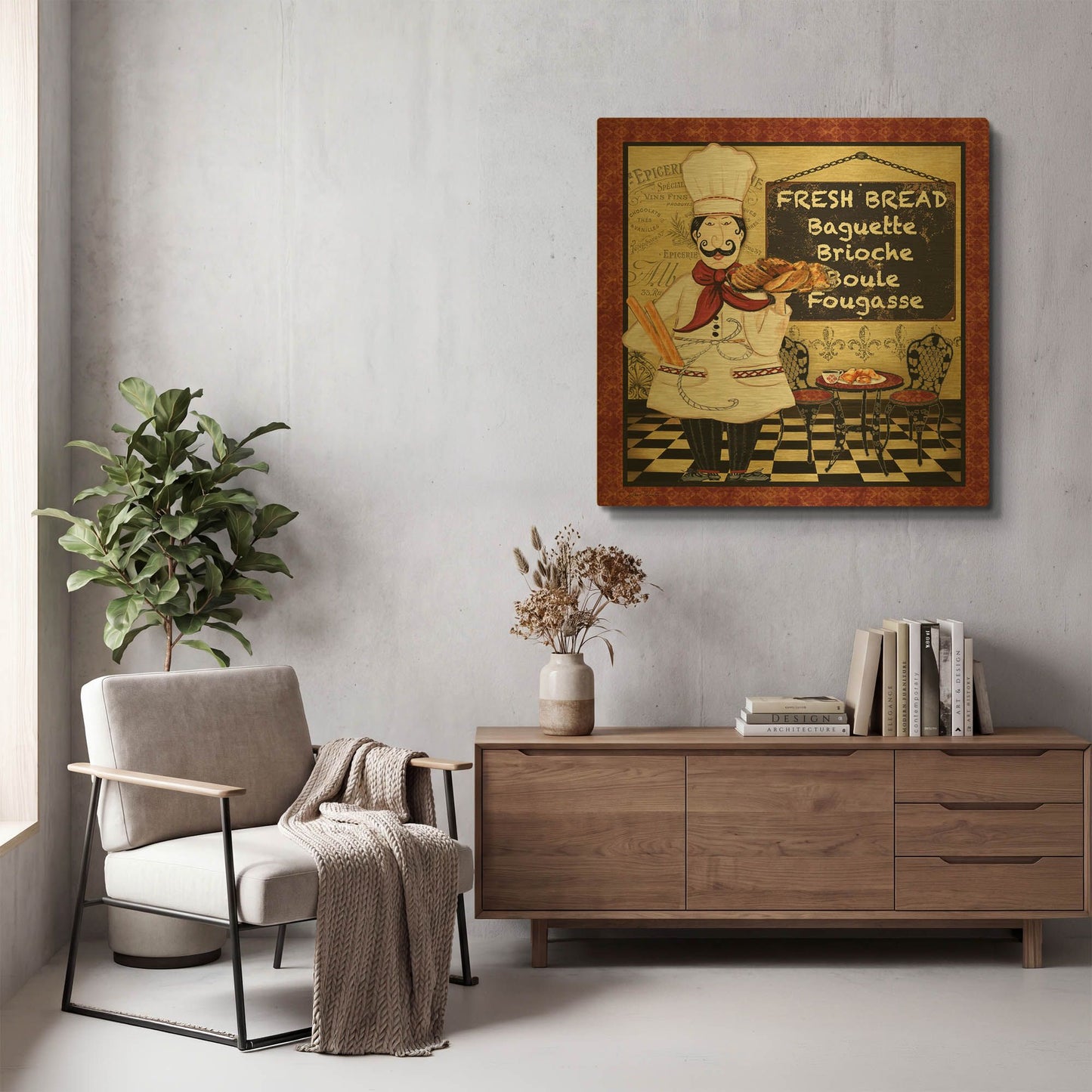 'Bistro Chef A' By Jean Plout Gold Metal Wall Art