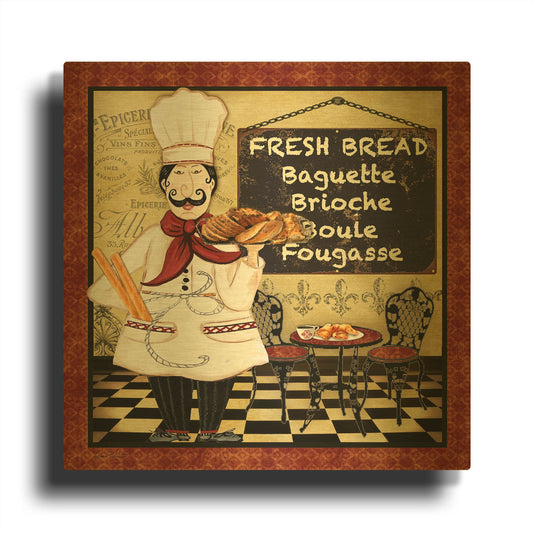 'Bistro Chef A' By Jean Plout Gold Metal Wall Art