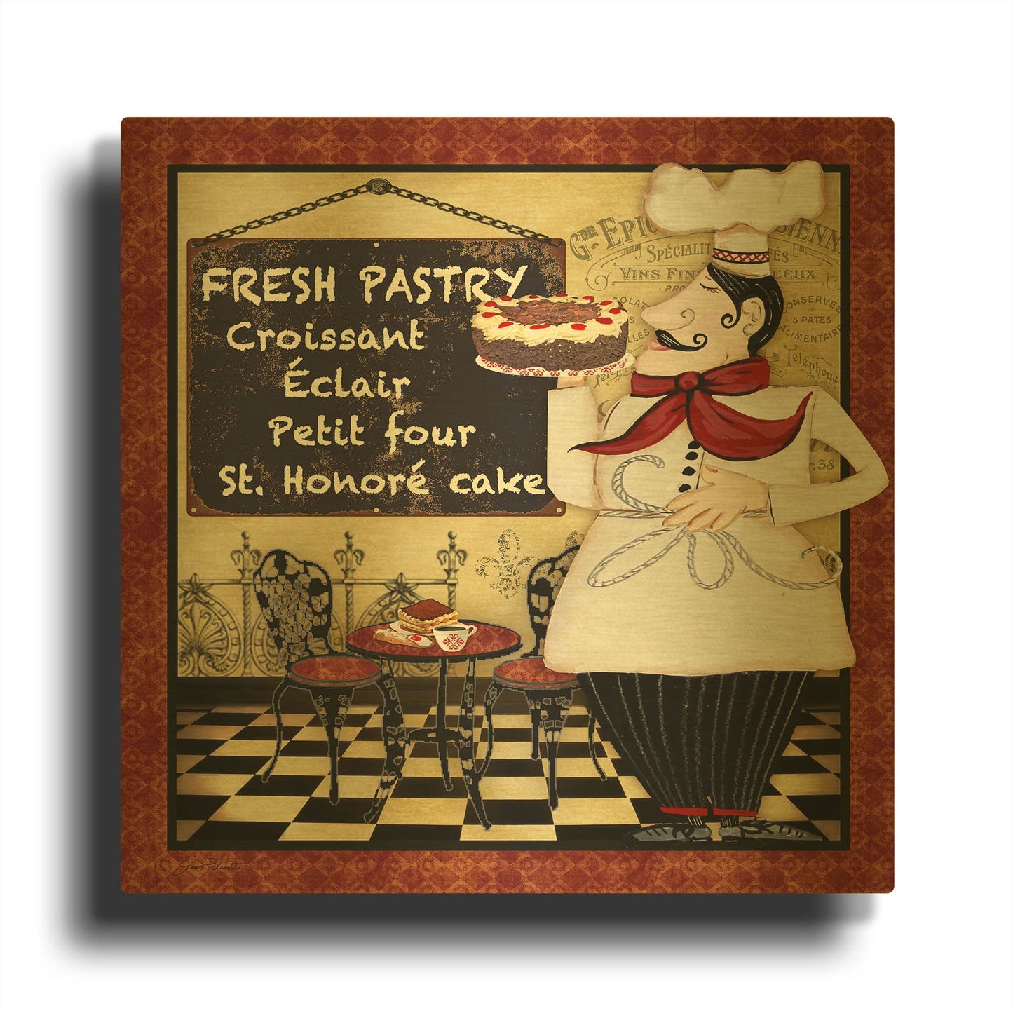 'Bistro Chef B' By Jean Plout Gold Metal Wall Art