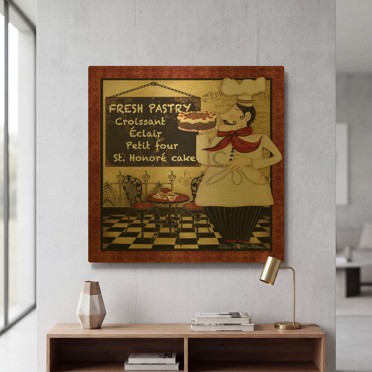 'Bistro Chef B' By Jean Plout Gold Metal Wall Art