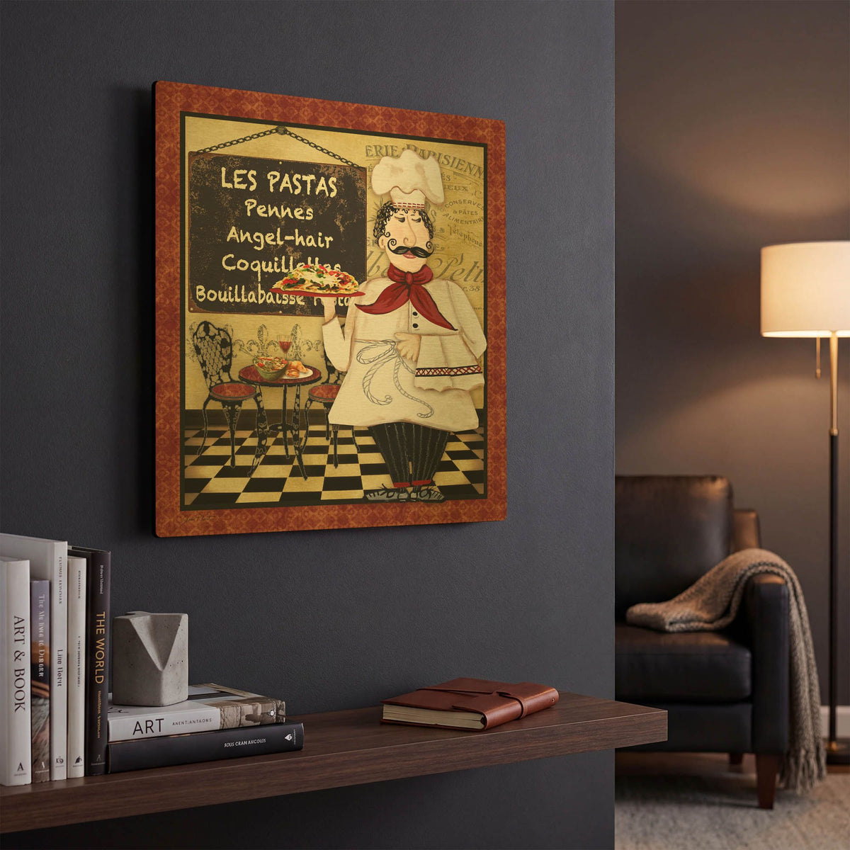'Bistro Chef C' By Jean Plout Gold Metal Wall Art