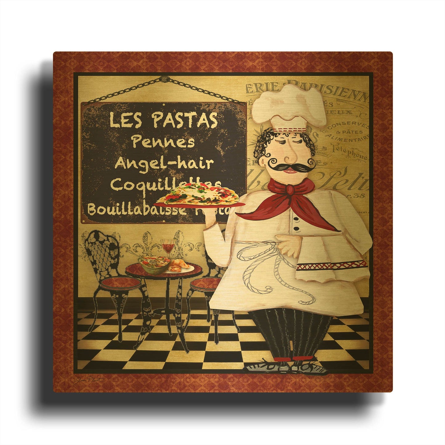 'Bistro Chef C' By Jean Plout Gold Metal Wall Art