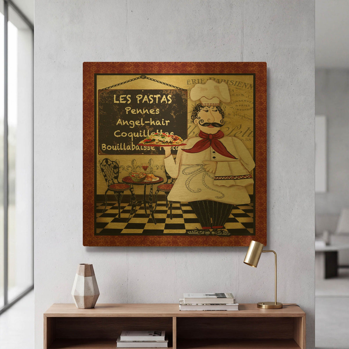 'Bistro Chef C' By Jean Plout Gold Metal Wall Art