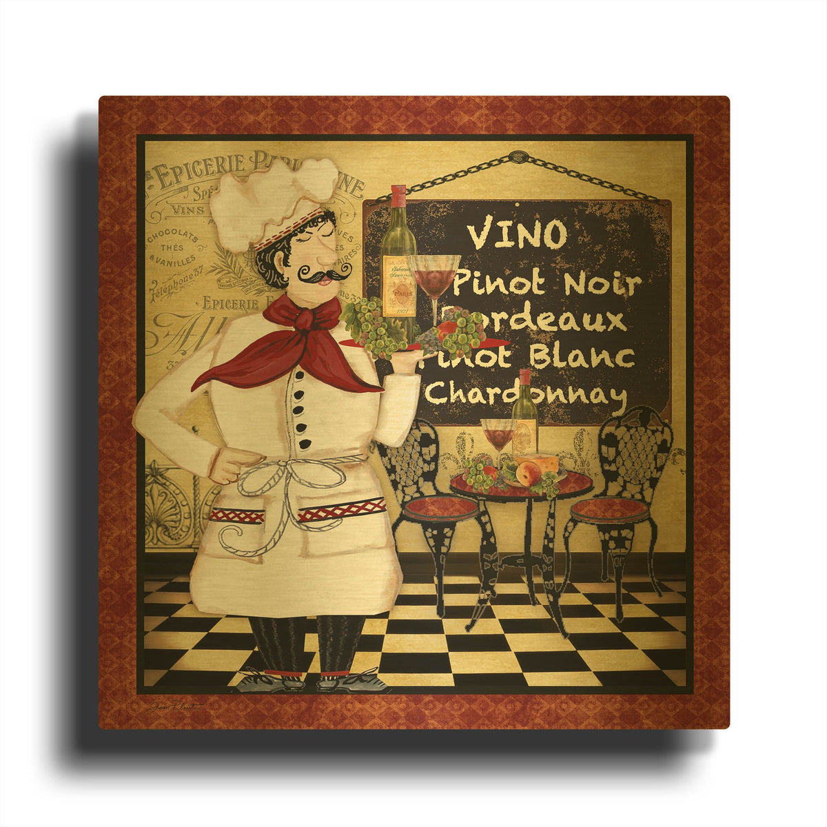 'Bistro Chef D' By Jean Plout Gold Metal Wall Art