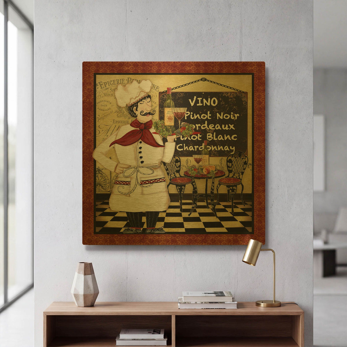 'Bistro Chef D' By Jean Plout Gold Metal Wall Art
