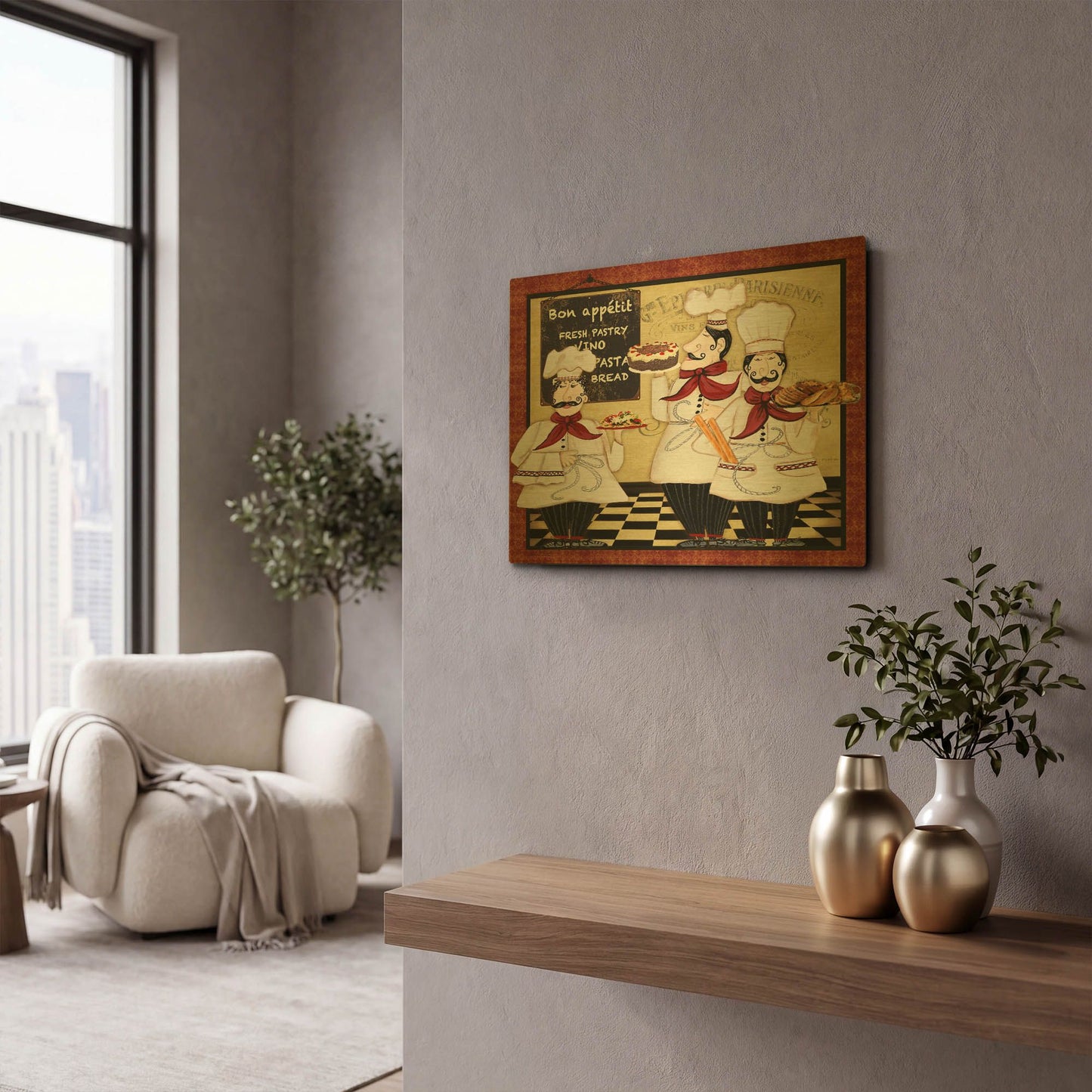 'Bistro French Chefs A' By Jean Plout Gold Metal Wall Art