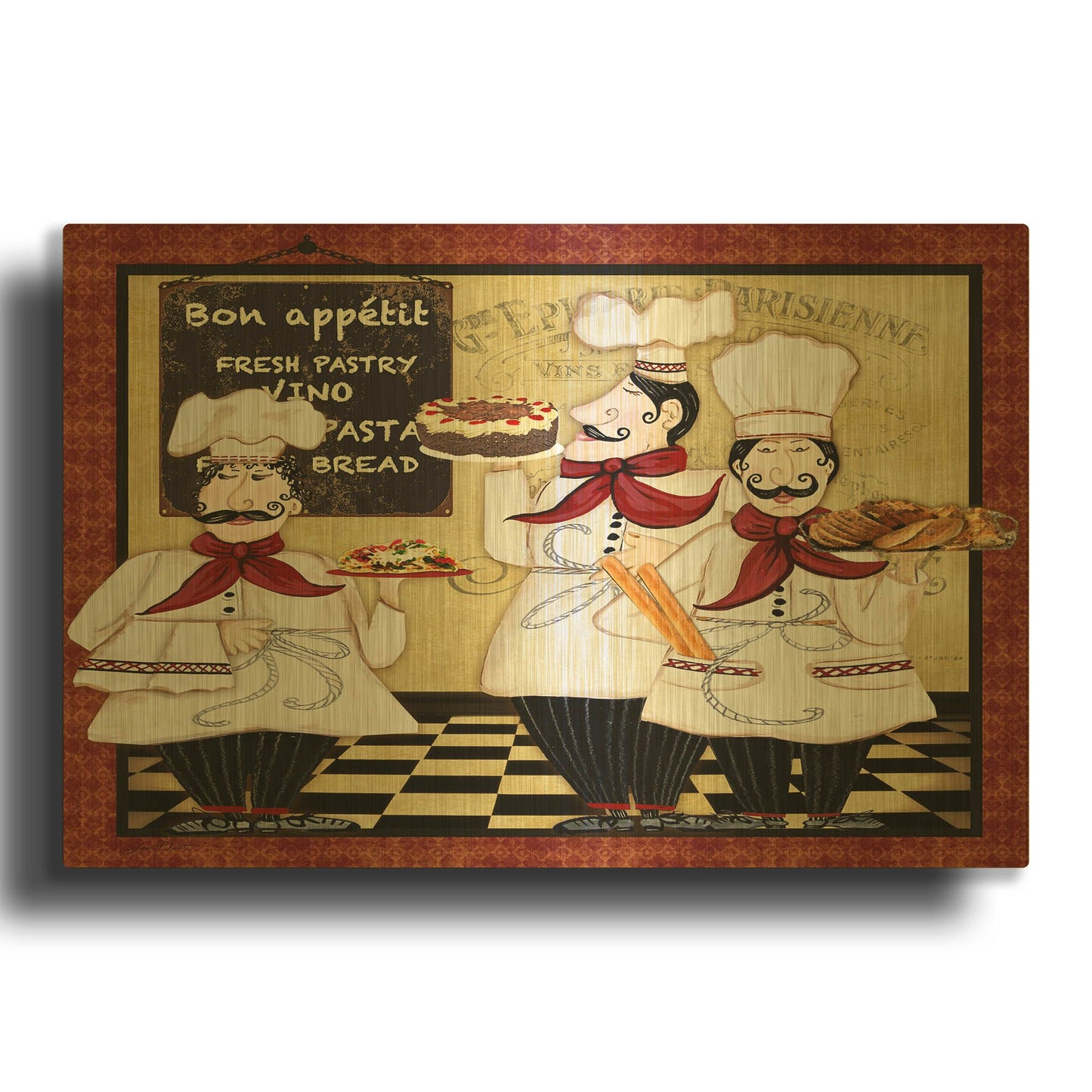 'Bistro French Chefs A' By Jean Plout Gold Metal Wall Art