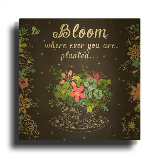 'Bloom Where Planted Love' By Jean Plout Gold Metal Wall Art