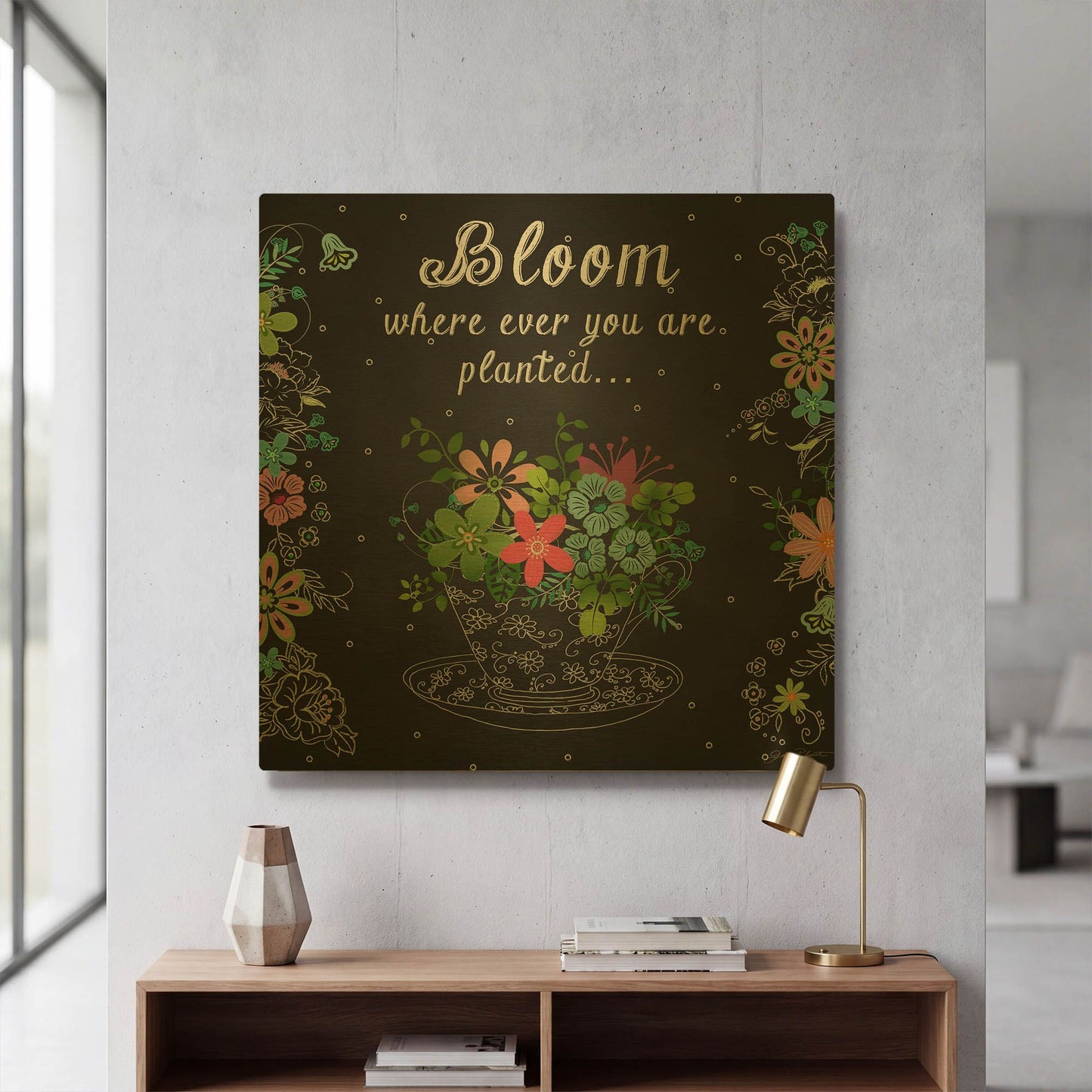 'Bloom Where Planted Love' By Jean Plout Gold Metal Wall Art