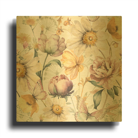 'Blossoms Abound D' By Jean Plout Gold Metal Wall Art
