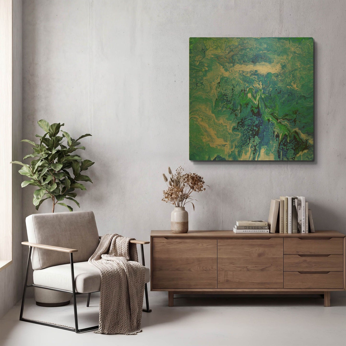 'Blue Lagoon Abstract 2' By Jean Plout Gold Metal Wall Art