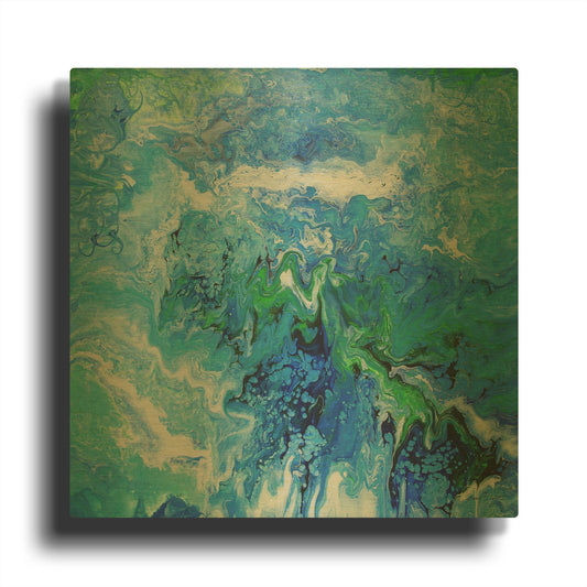 'Blue Lagoon Abstract 2' By Jean Plout Gold Metal Wall Art