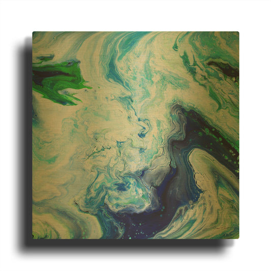 'Blue Lagoon Abstract 3' By Jean Plout Gold Metal Wall Art