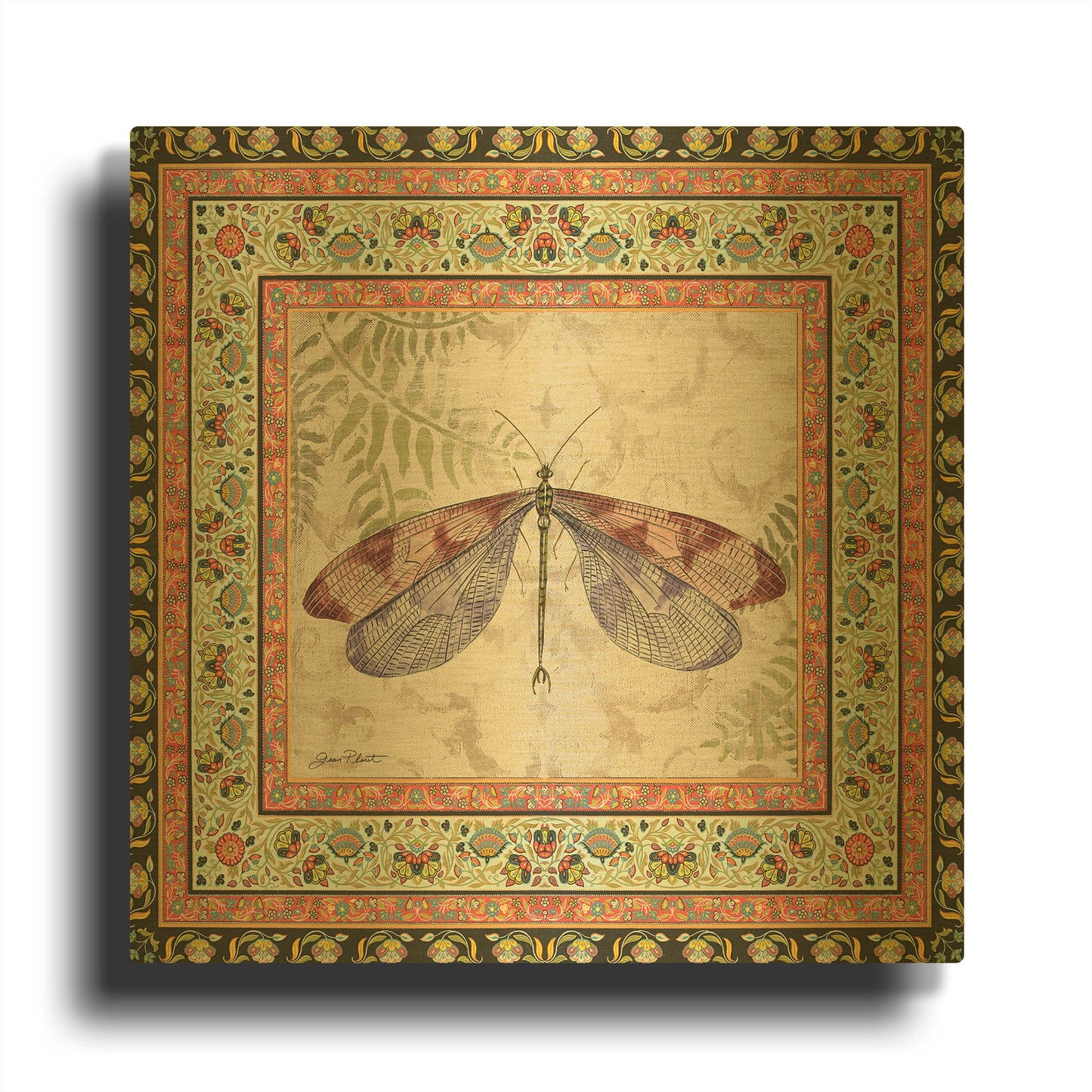 'Bohemian Dragonfly A' By Jean Plout Gold Metal Wall Art