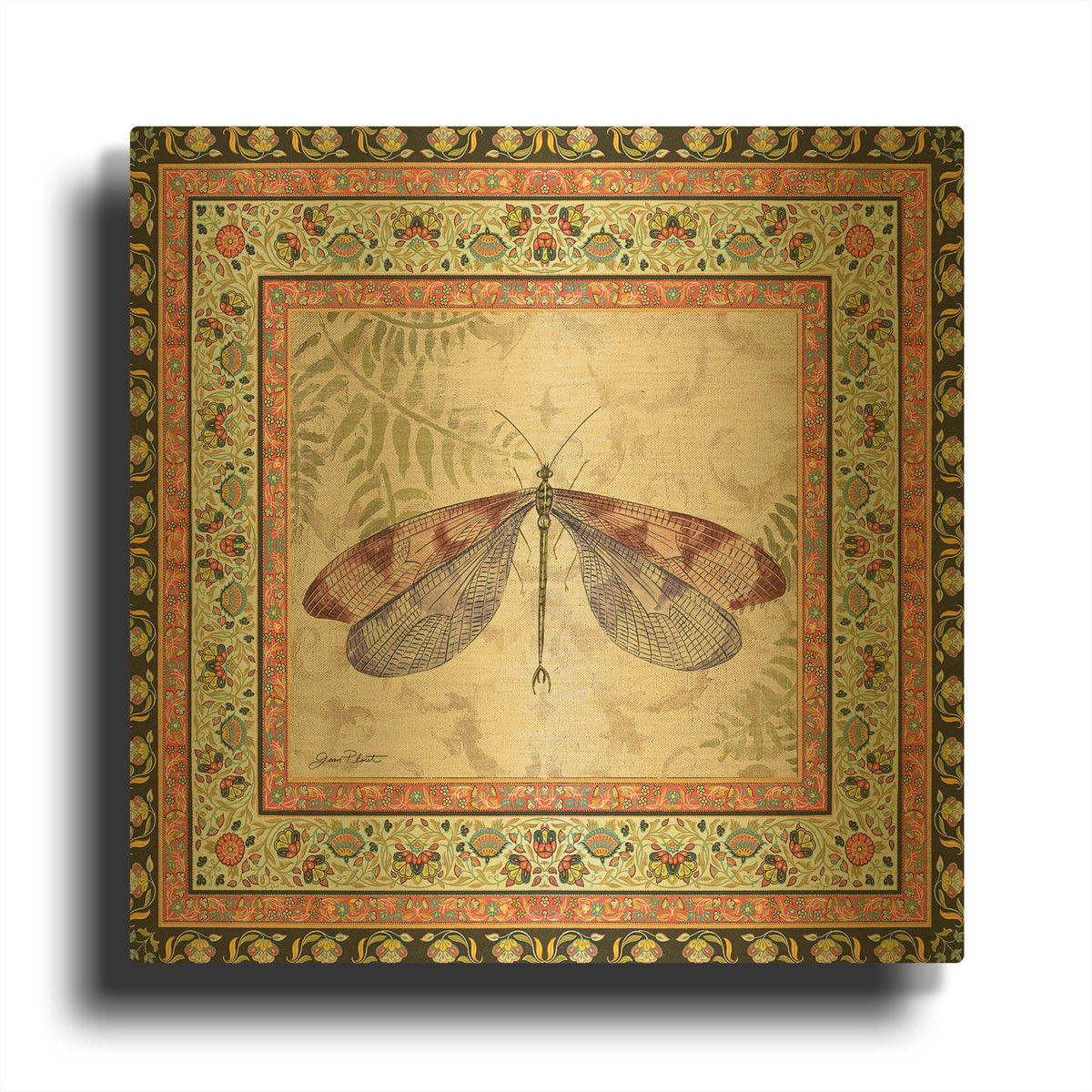 'Bohemian Dragonfly A' By Jean Plout Gold Metal Wall Art
