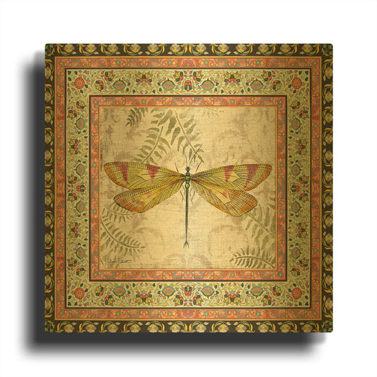 'Bohemian Dragonfly C' By Jean Plout Gold Metal Wall Art