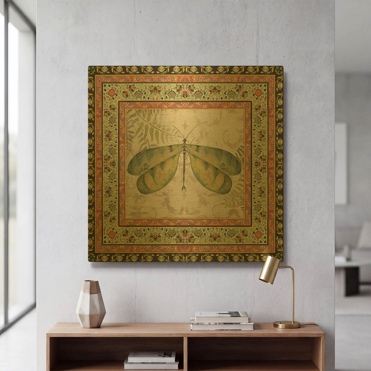 'Bohemian Dragonfly' By Jean Plout Gold Metal Wall Art