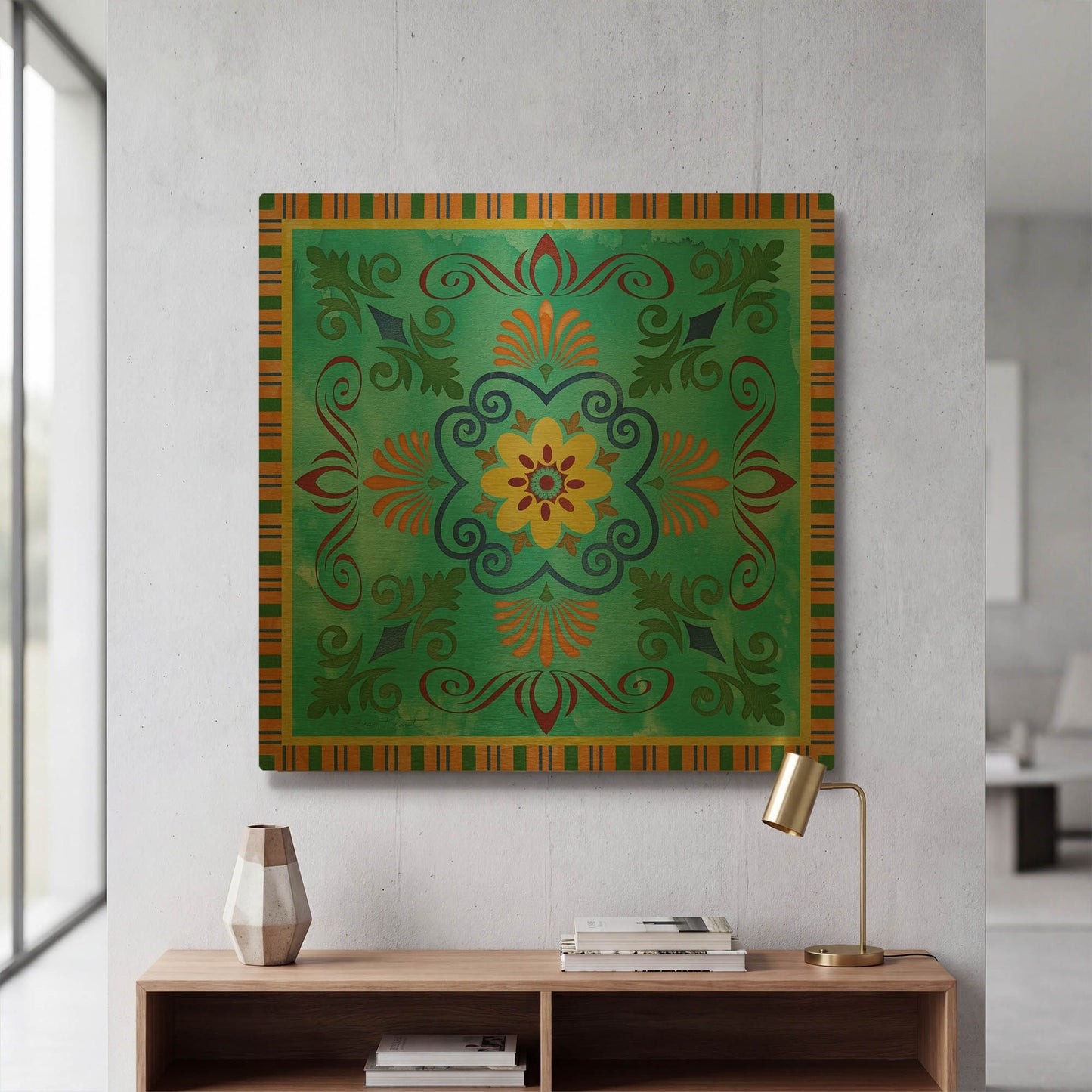'Bohemian Medallion A' By Jean Plout Gold Metal Wall Art
