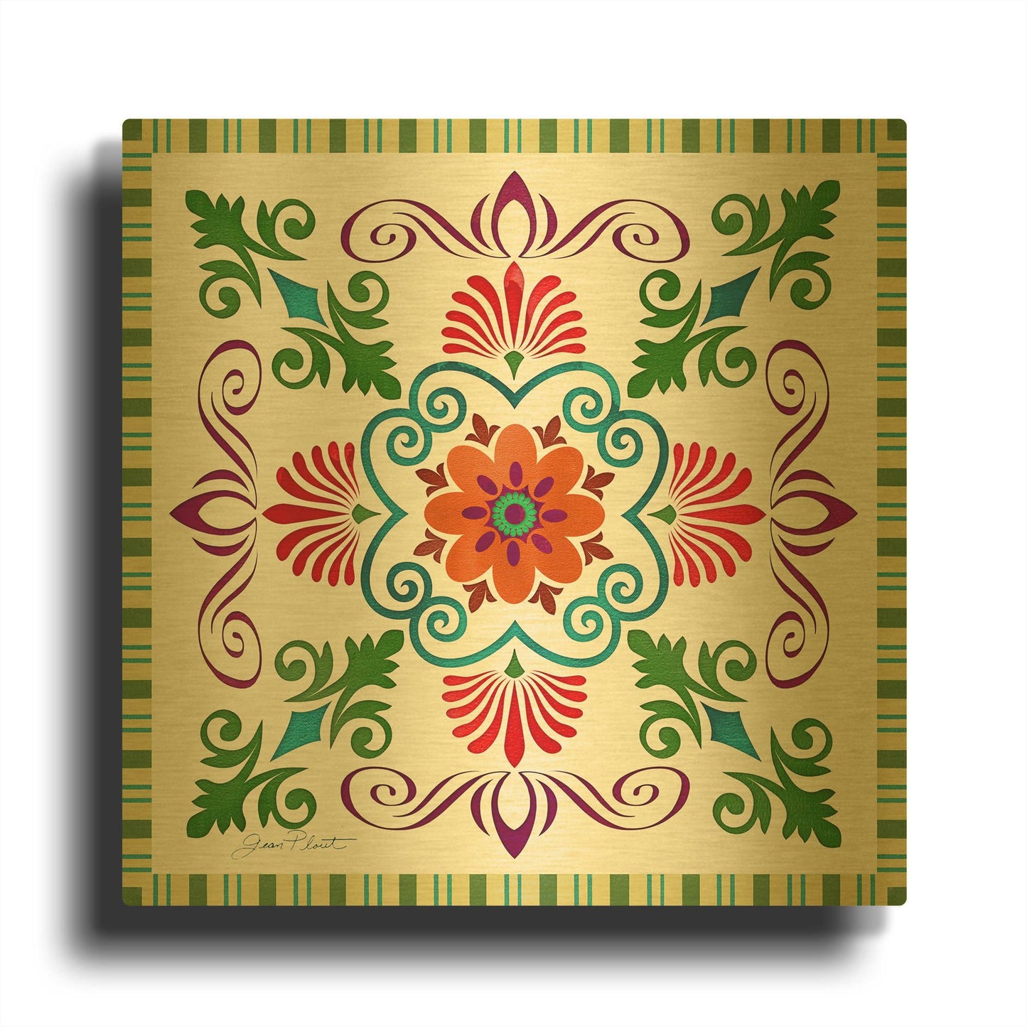 'Bohemian Medallion B' By Jean Plout Gold Metal Wall Art