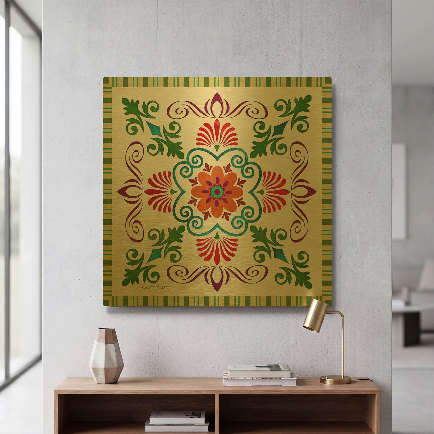 'Bohemian Medallion B' By Jean Plout Gold Metal Wall Art