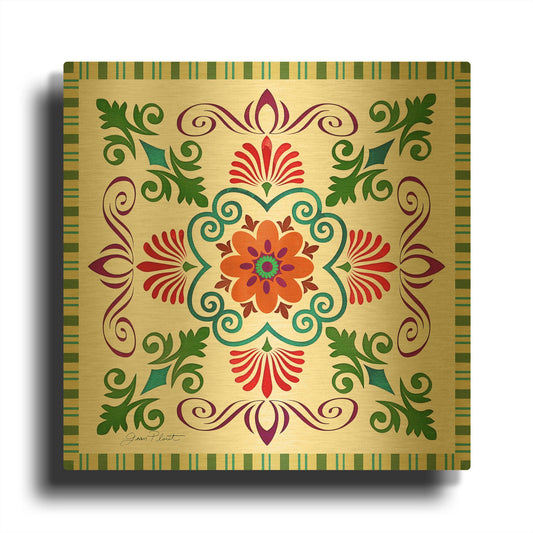 'Bohemian Medallion B' By Jean Plout Gold Metal Wall Art