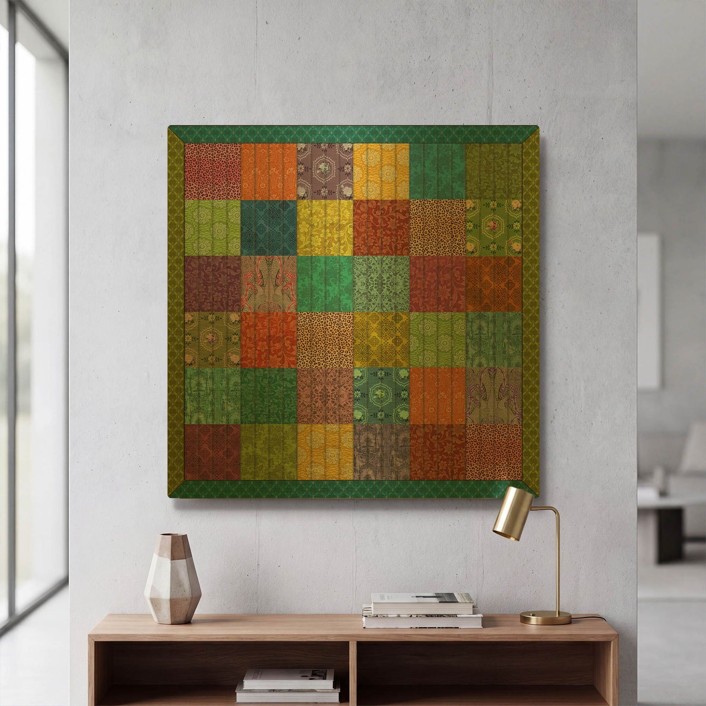 'Bohemian Quilt' By Jean Plout Gold Metal Wall Art