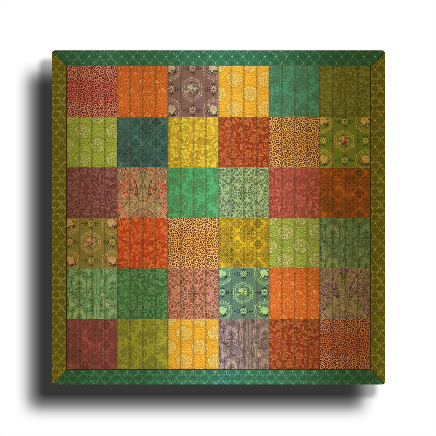 'Bohemian Quilt' By Jean Plout Gold Metal Wall Art