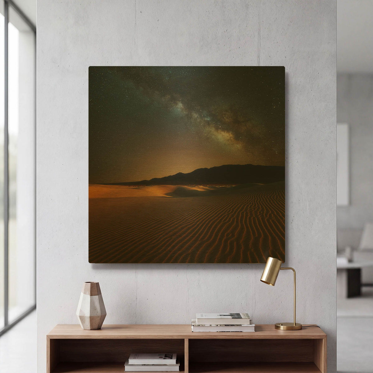 'Milky Way over Mesquite Dunes' By Darren White Gold Metal Wall Art