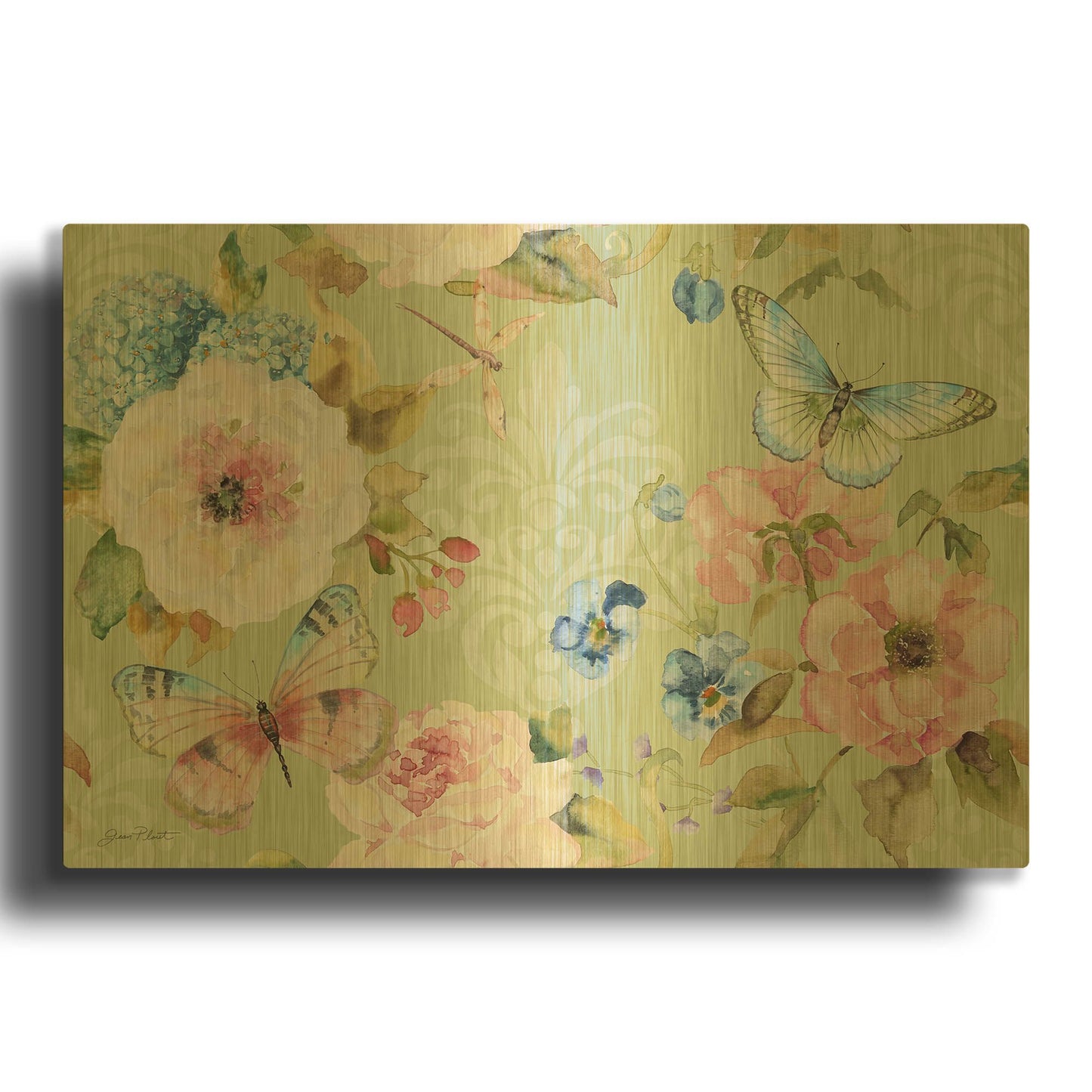 'Botanical Beauty Mint' By Jean Plout Gold Metal Wall Art