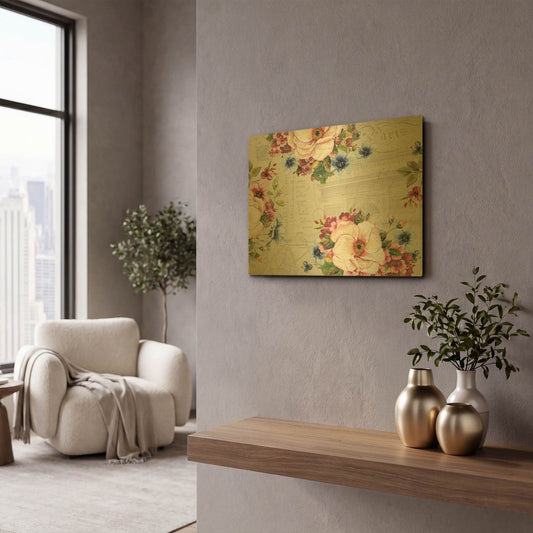 'Bouquet Francais H' By Jean Plout Gold Metal Wall Art