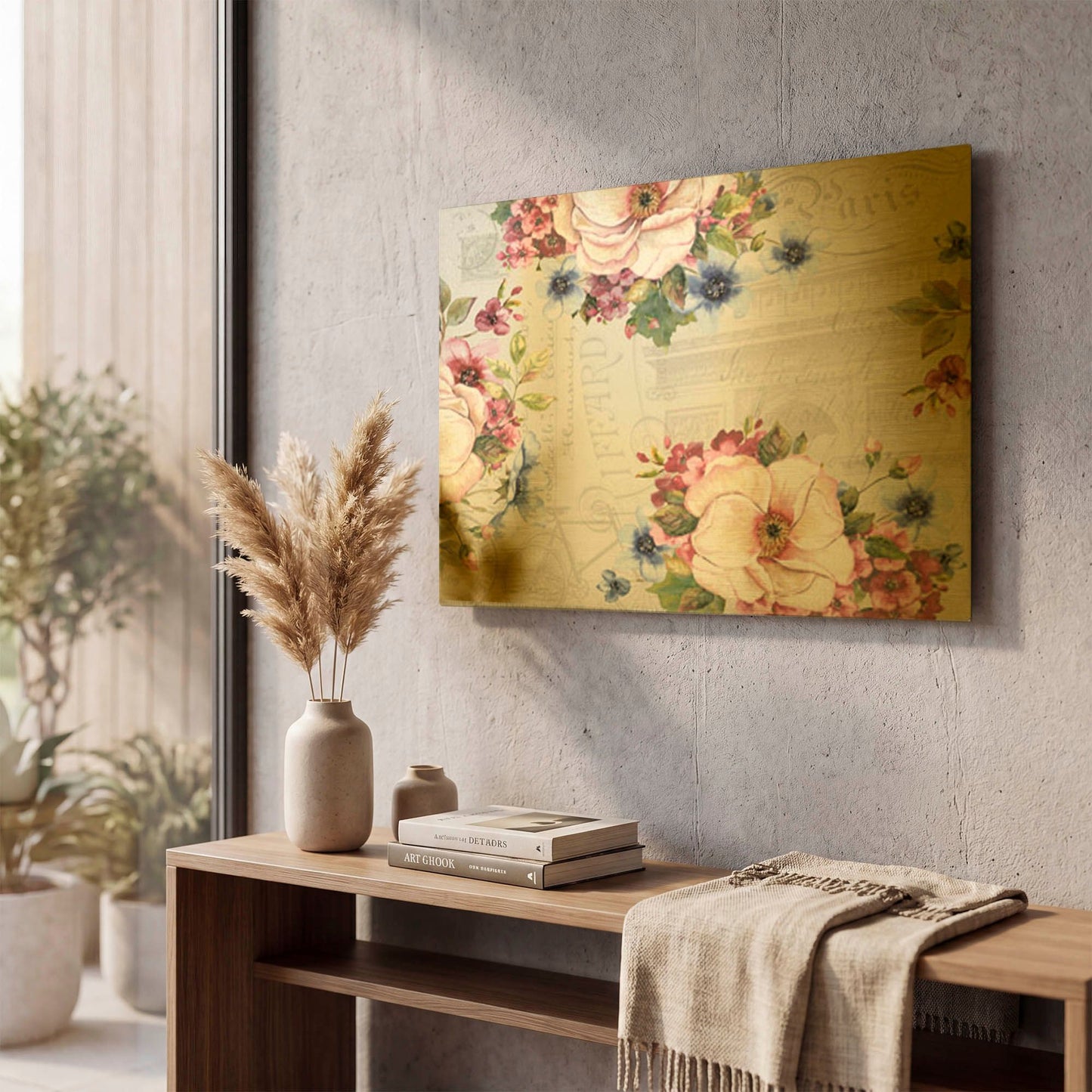 'Bouquet Francais H' By Jean Plout Gold Metal Wall Art