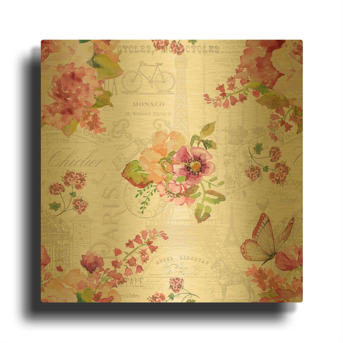 'Bouquet Francais M' By Jean Plout Gold Metal Wall Art
