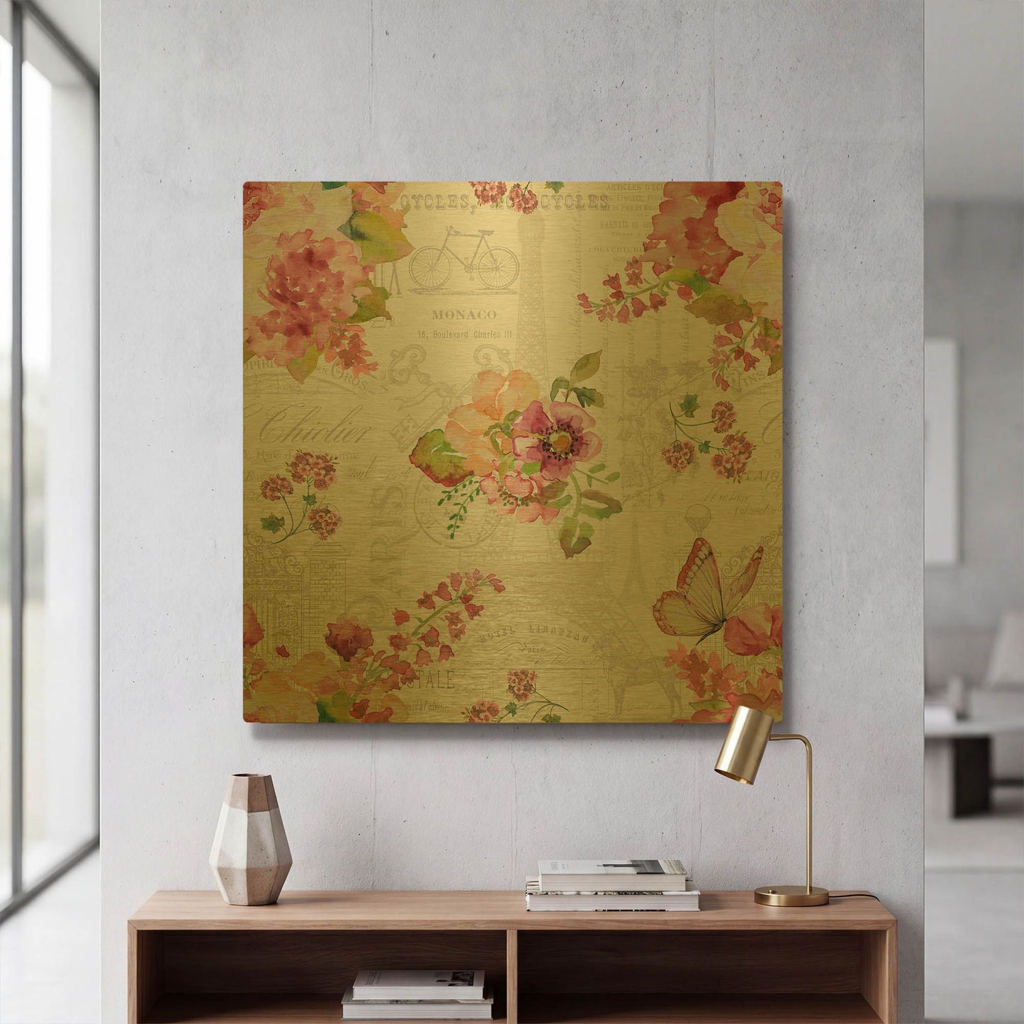 'Bouquet Francais M' By Jean Plout Gold Metal Wall Art