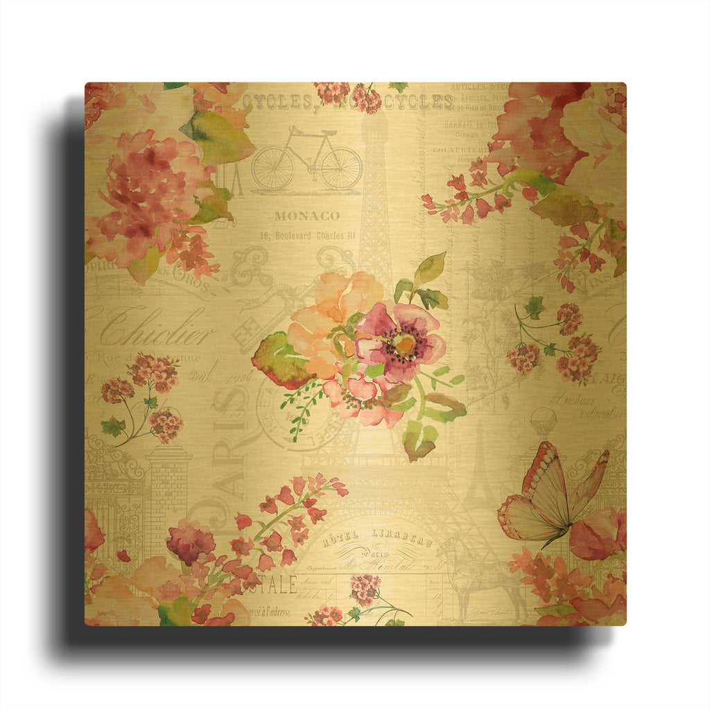 'Bouquet Francais M' By Jean Plout Gold Metal Wall Art