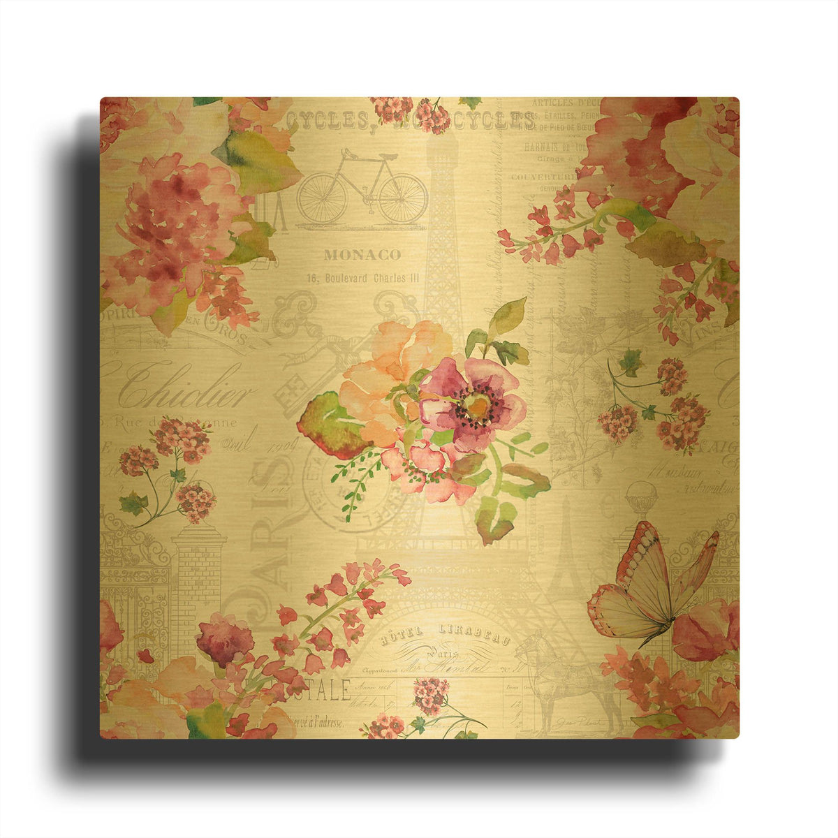 'Bouquet Francais M' By Jean Plout Gold Metal Wall Art