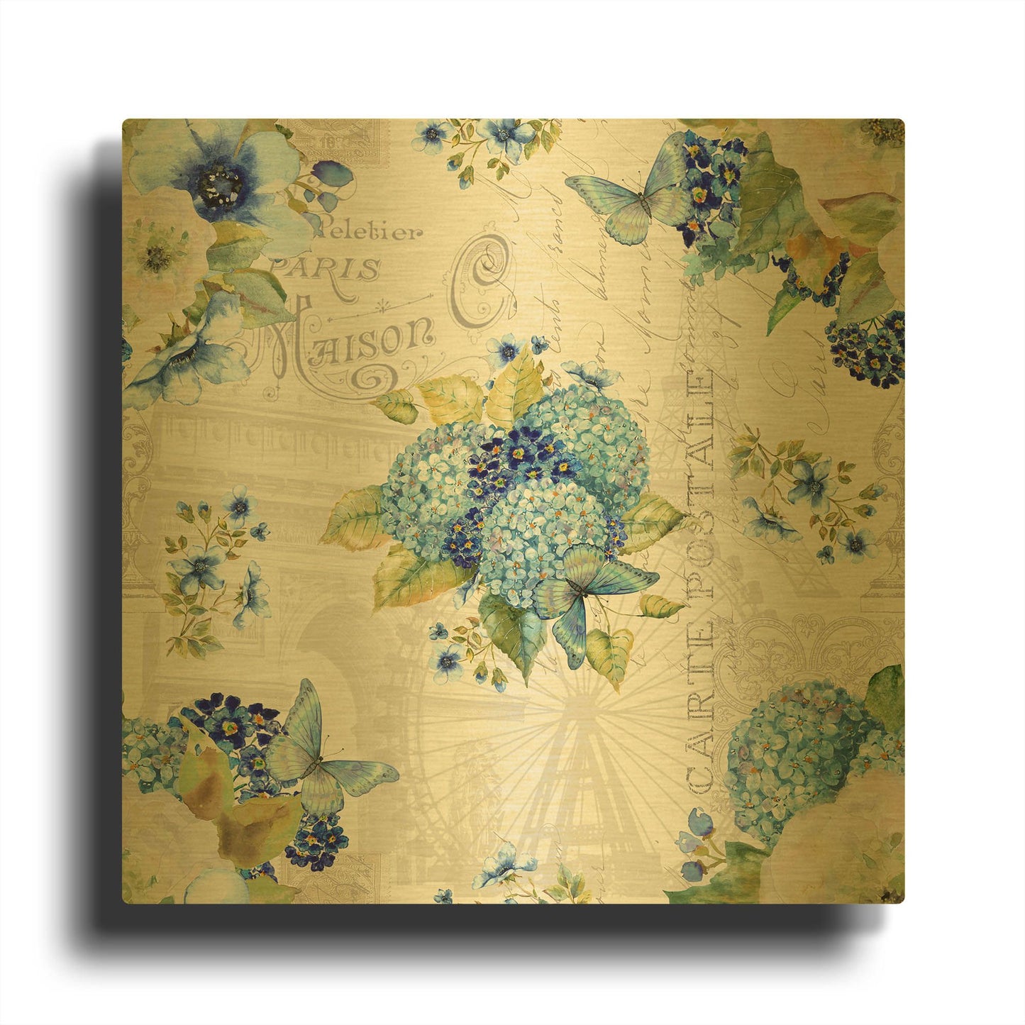 'Bouquet Francais P' By Jean Plout Gold Metal Wall Art