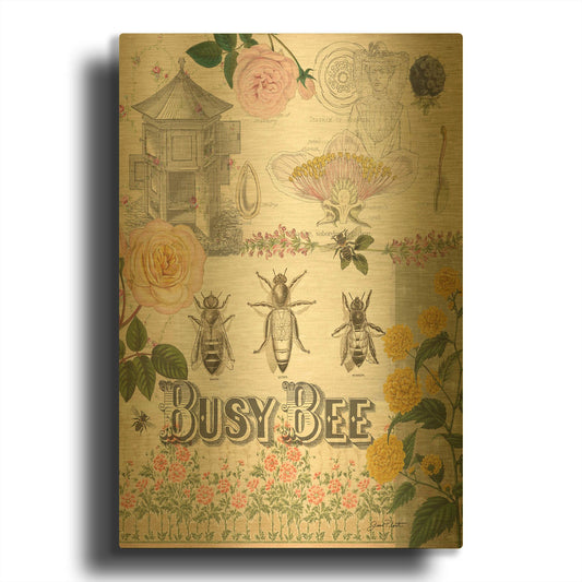 'Busy Bee' By Jean Plout Gold Metal Wall Art
