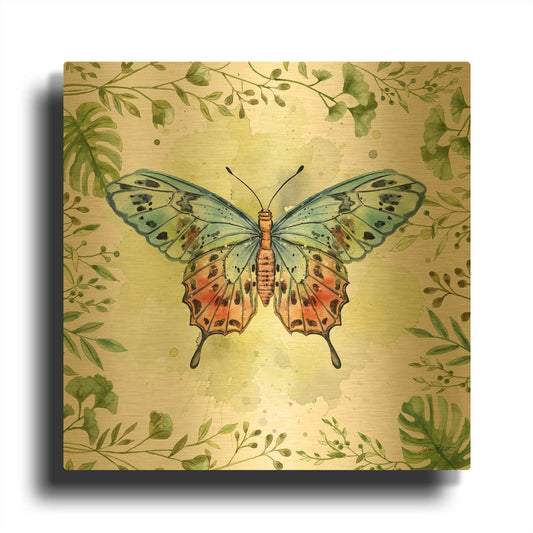 'Butterfly Botanical Garden C1' By Jean Plout Gold Metal Wall Art