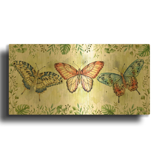 'Butterfly Botanical Garden G1' By Jean Plout Gold Metal Wall Art