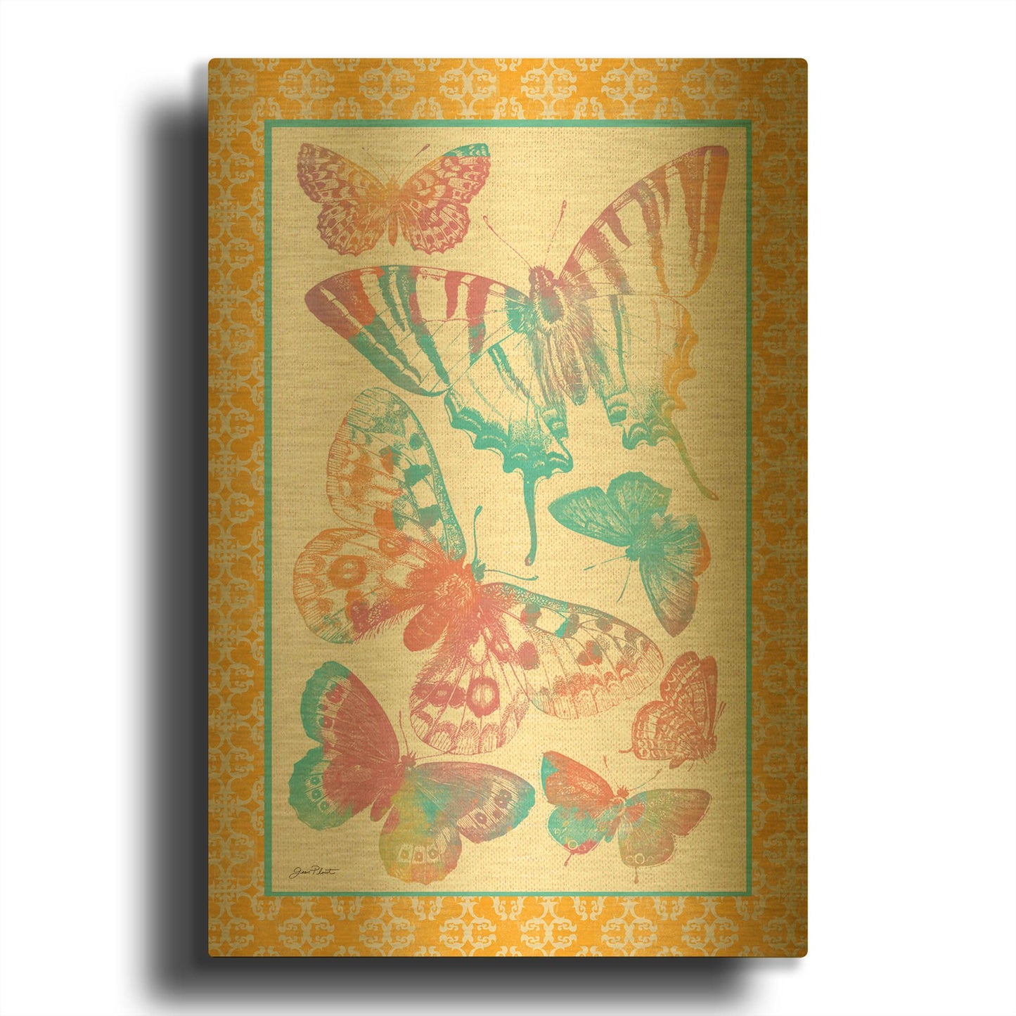 'Butterfly Frenzy D2' By Jean Plout Gold Metal Wall Art