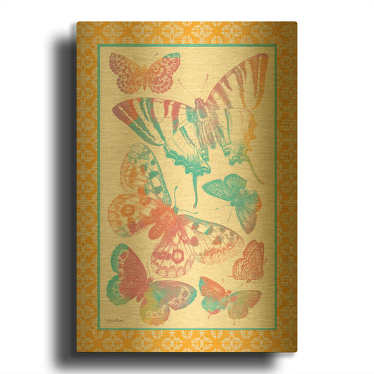 'Butterfly Frenzy D2' By Jean Plout Gold Metal Wall Art
