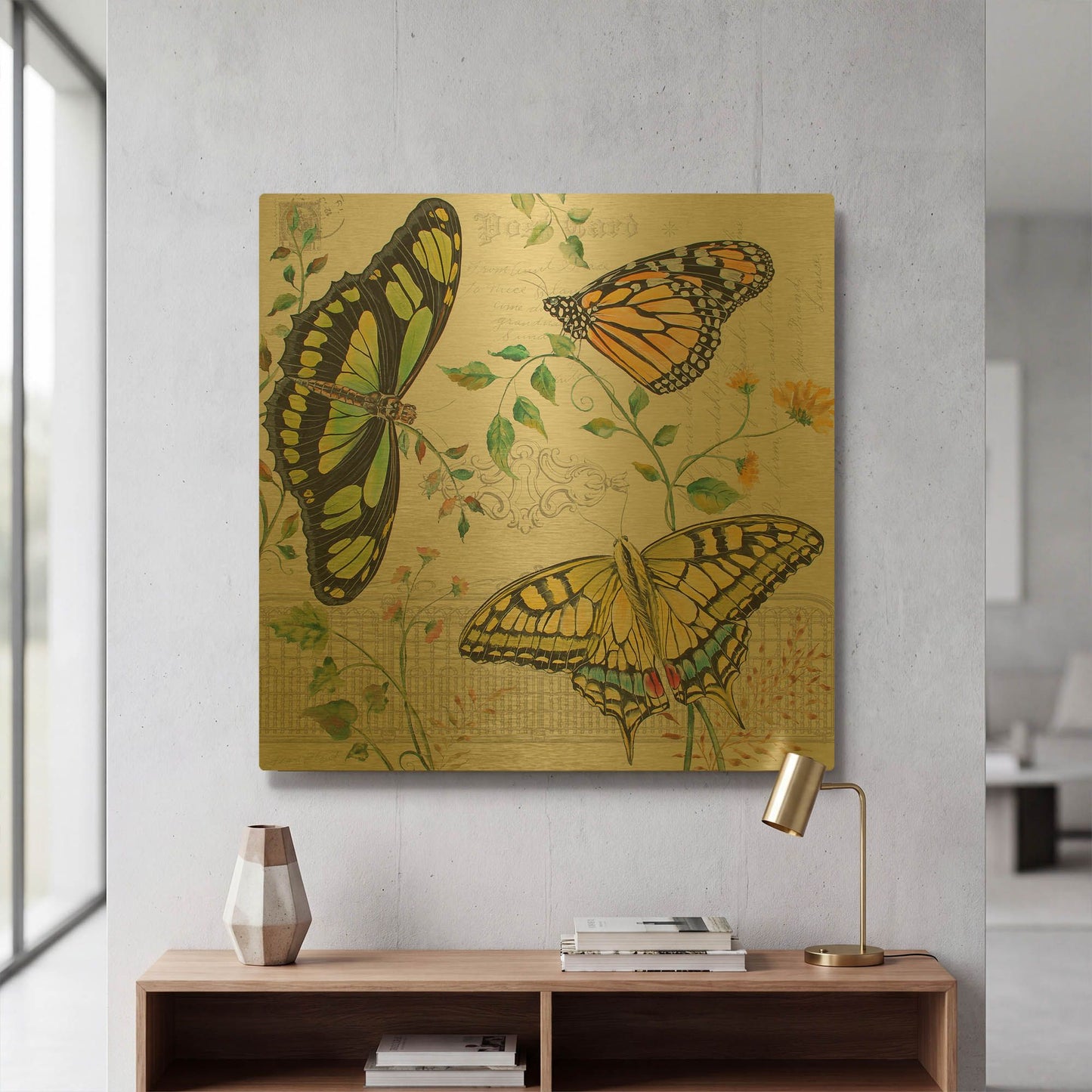 'Butterfly Garden' By Jean Plout Gold Metal Wall Art