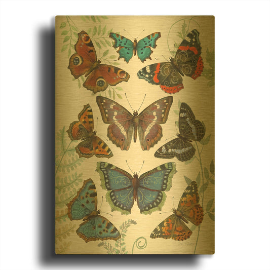 'Butterfly Plate 4' By Jean Plout Gold Metal Wall Art